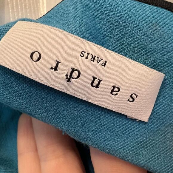 Sandro Size Small / 1 Oro Ruffled A-line Mini Skirt In Solid Blue - Picture 6 of 10